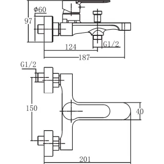 Смеситель для ванны Aquanet Passion AF300-20B 243295 чёрный матовый